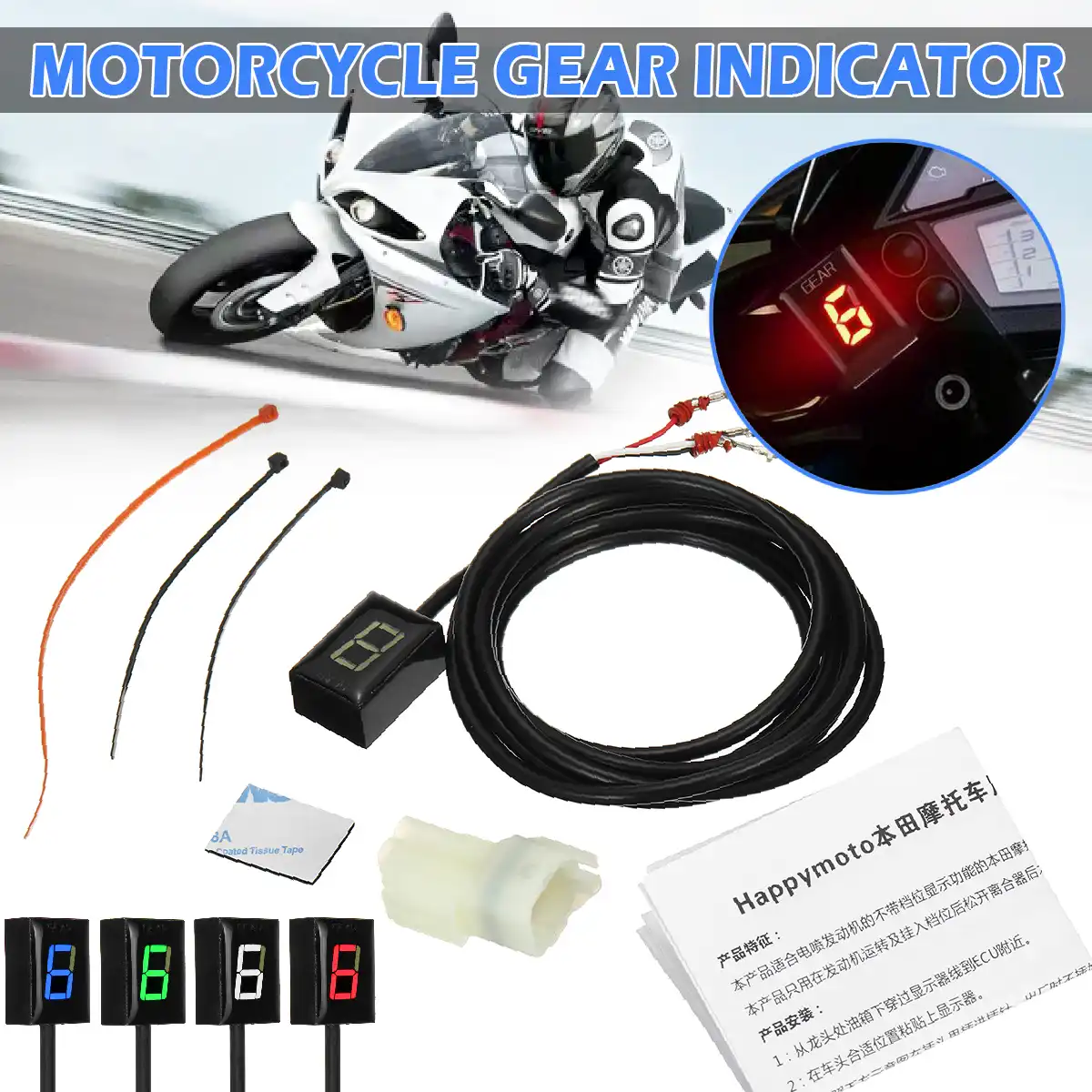 Waterproof LED Display Plug & Play Motorcycle Indicator Green-II 2010-2017 Version No Need to Cut Lines / Read ECU Date Only IDEA Motorbike Gear Indicator for Kawasaki 