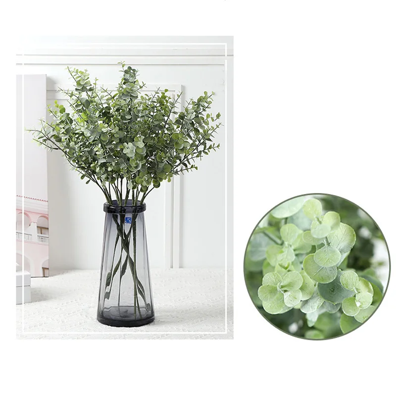 Пластиковое цветочное растение эвкалипта, искусственное садовое украшение, листва