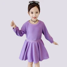 Платье для девочек; Однотонный Свитшот; нарядное платье для девочек; приталенное детское платье с эластичной резинкой на талии; сезон осень; модное Плиссированное зимнее платье для девочек