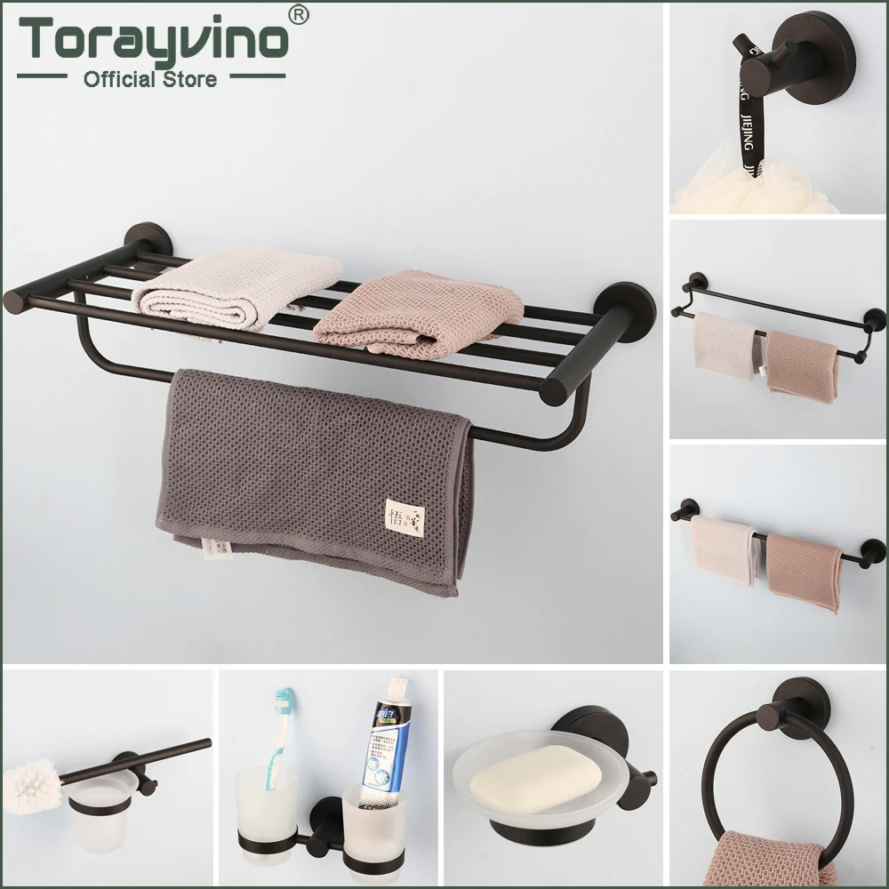 Bathroom Hardware Accessories Set 304 Stainless Steel Towel Rail Rack Soap Holder Bar Hook Toilet Brush