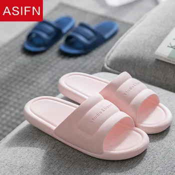 

ASIFN Summer Bathroom Slippers for Women Men Non Slip Indoor Home Slides Female Indoor Flip Flops Platform Shoes Woman Couple