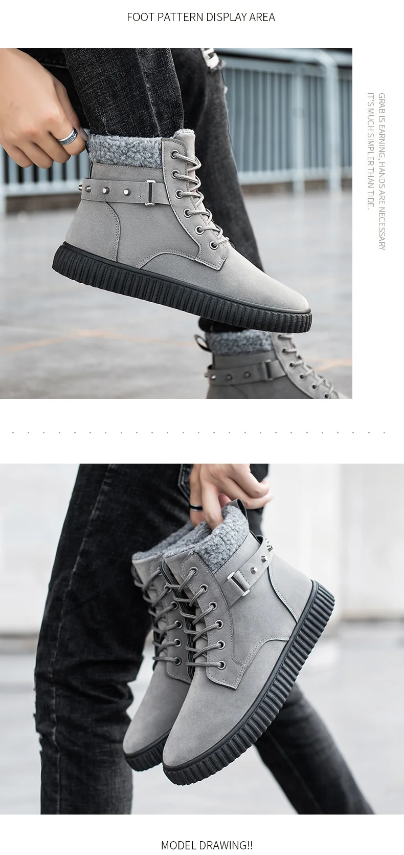Winter new Martin boots warm plus velvet cotton boots high to help the tube snow boots trend thickened wild cotton shoes
