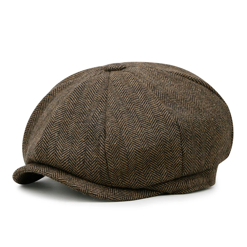Классическая хлопковая кепка Newsboy для мужчин, Осень-зима, теплые твидовые Восьмиугольные шляпы для мужчин, шапко, детективные шапки, ретро плоская кепка Newsboy s - Цвет: 6