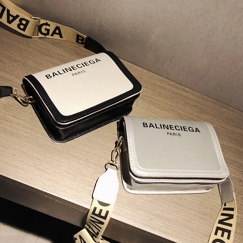 

Bag Women's 2019 Spring New Style Shoulder Bag Korean-style Fashion Wide Strap Square Sling Bag Lettered Small Shoulder Bag
