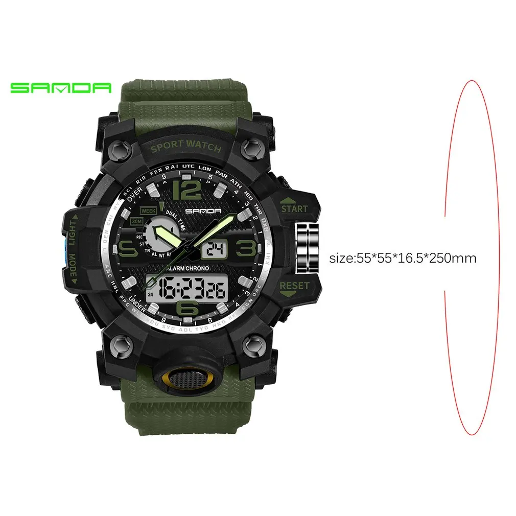 Sanda 742 Watch 30m Waterproof Military Shock Quartz Wristwatch Luminous Analog Digital Fashion Outdoor Sport Watch for Men