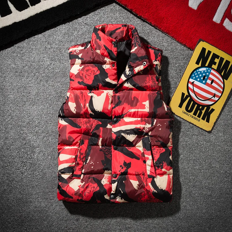 Spring Autumn women Men Camouflage Vest Super Warm Winter Jackets Vest  women Down cotton Waistcoat Couple vest plus size XS-3XL