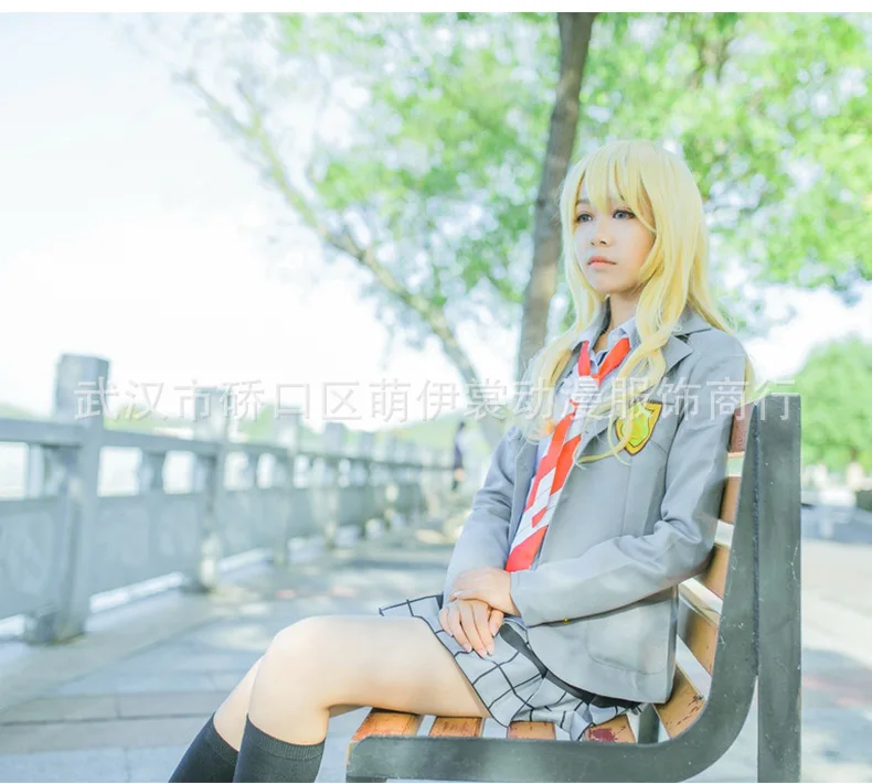 Костюм для косплея Miyazono Kaori Arima Kousei «Your Lie in April», школьная форма в стиле аниме на Хэллоуин(пальто+ юбка+ галстук+ носки), полный комплект