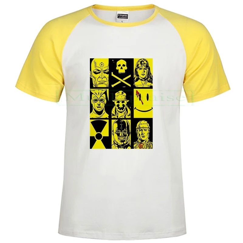 Raglan yellow 198 Летняя мужская футболка со смайликом, футболка с графическим рисунком, короткий рукав, белая Мандалорская Мужская забавная уличная футболка - Цвет: Raglan yellow 198