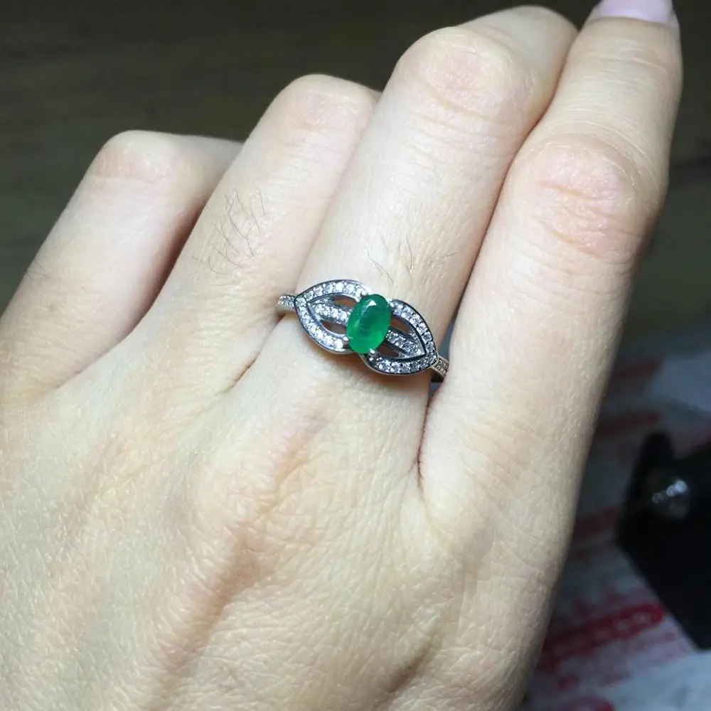 Изысканное кольцо с зеленым изумрудом женское серебряное кольцо натуральный драгоценный камень золотой цвет серебро 925 пробы подарок на день рождения Овальный подарок на год