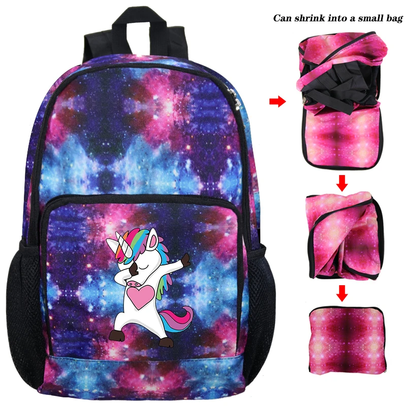 Складная сумка Mochila вытирает рюкзаки с единорогом Sac Dos Bookbag легкий портативный складной рюкзак школьные принадлежности