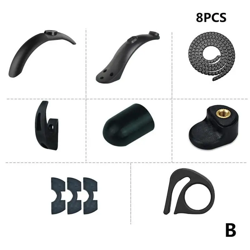 Scooter Accessories For Xiaomi M365 Electric Scooter Front Rear Fender Wing Mudguard Shock Absorption Accessories For Xiaomi - Color: 8 pcs B