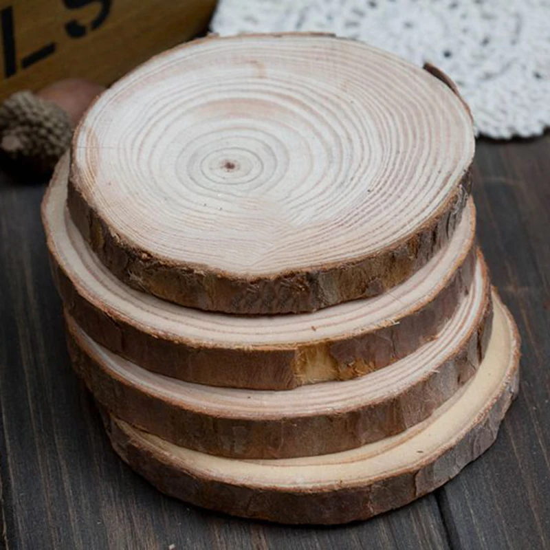 10pcs Craft Unfinished Natural Round Wood Slices Wedding Wooden DIY School Guest Christmas Decor Blanks Dyeing Drawing