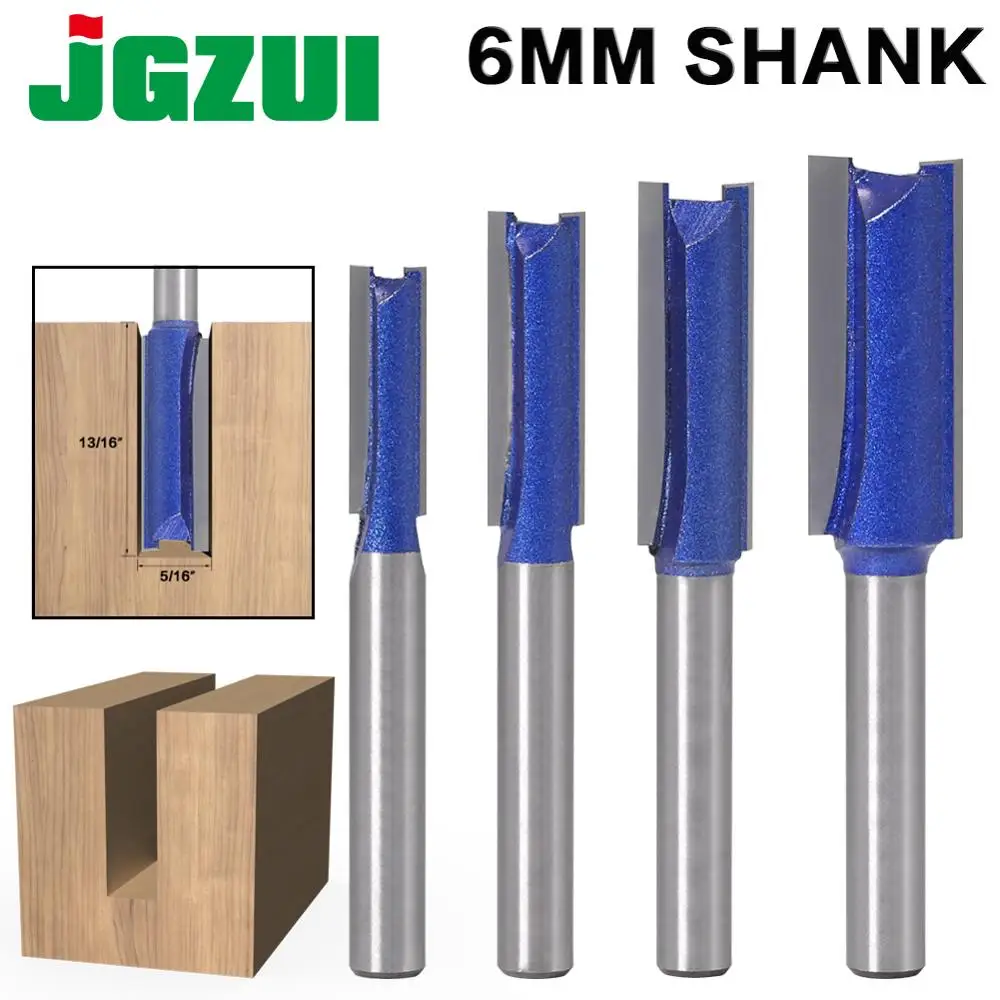 1PCS 6mm Shank Straight Woodworking Router Bit Set Carpenter Milling Cutter 1/4″,5/16″,3/8″,1/2″Cutting Diameter