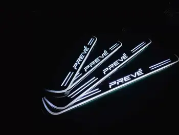 

RQXR led stainless steel overlay acrylic door scuff for Proton preve moving door sill plate lining decorative light,4pcs