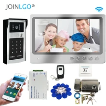 9 Inch Scherm Video Deurtelefoon Wifi Video Intercom Rfid Wachtwoord Unlock Camera Mobiele Smart Phone Unlock Elektrisch Slot Gratis schip