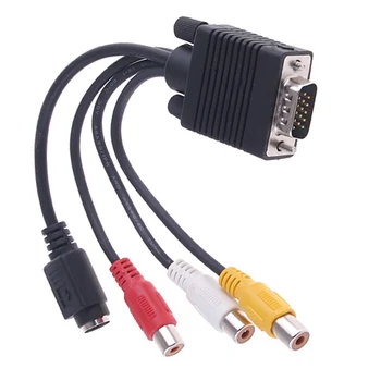 

PC VGA to S-Video AV RCA TV Out Converter Adapter Cable DQ-Drop