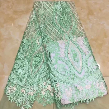 

Elegant Water Green Tulle Lace Fabric Embroidery French Net Lace Fabric With Beads For Lady Dress PDN898(5Yards/Lot) Many Color