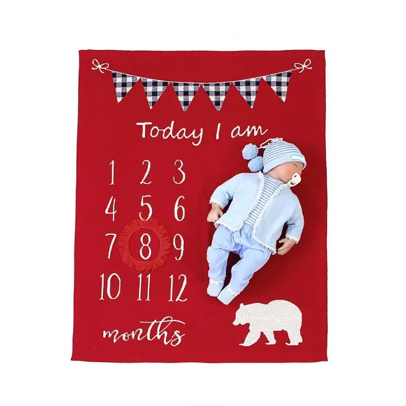 Вязаное детское одеяло для фото новорожденный ежемесячный фон для фотосъемки пеленание обертывание для памятника младенческой вехи роста