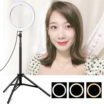 

Ring Light 10.2 Inch Dimmable RGB Fill Light with Phone Clamp for Makeup Video Live Studio Photography Accessories