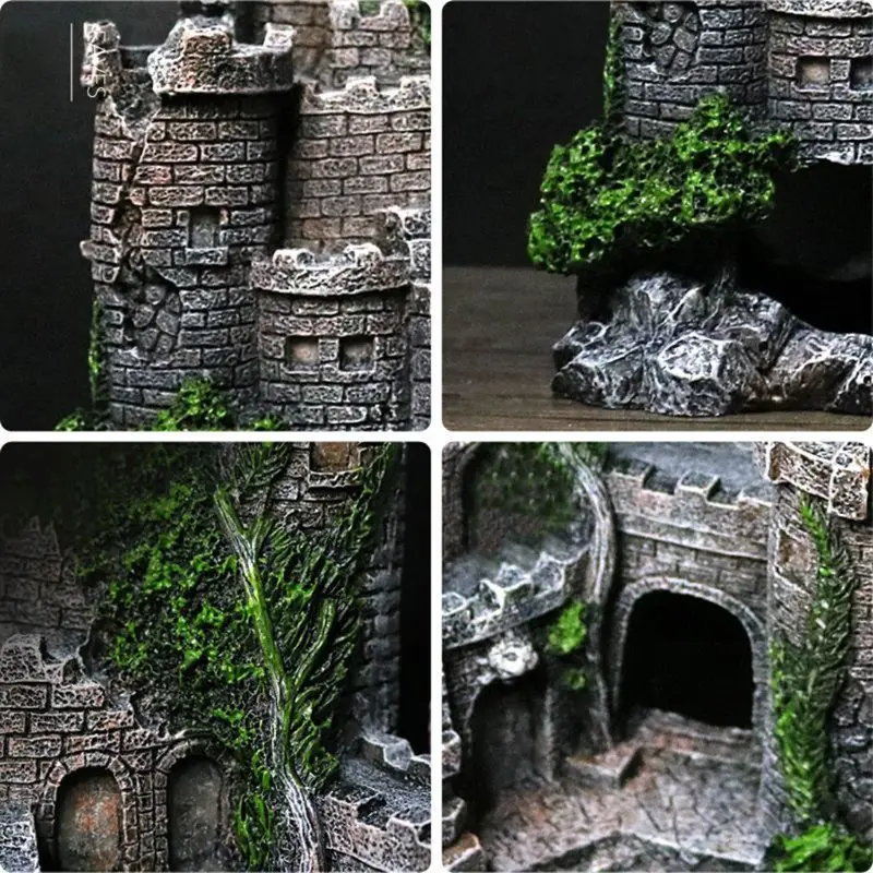Aquarium Ornaments Resin Big Castle Aquarium Supplies for Theme Decorations Fish