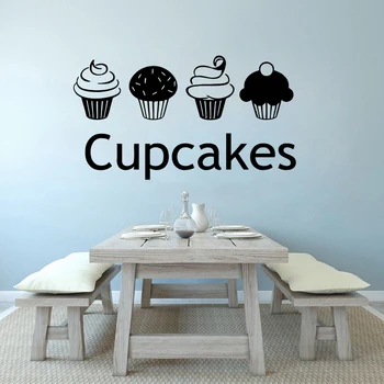 

Cupcakes Wall Sticker Vinyl Removable Lovely Kitchen Dining Shop Sign Logo Cakes Design Wall Decal Art Decoration Shop 3522
