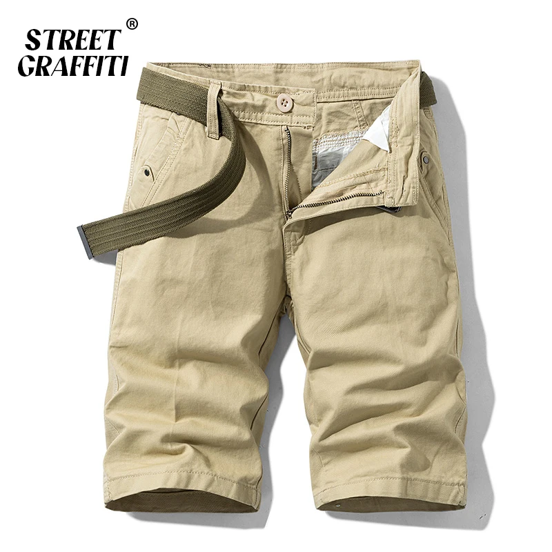 

GRAFFITI Summer Men Cotton Solid Men's Shorts Clothing 2023 New Spring Casual Short Business Fashion Social For Beach Pants