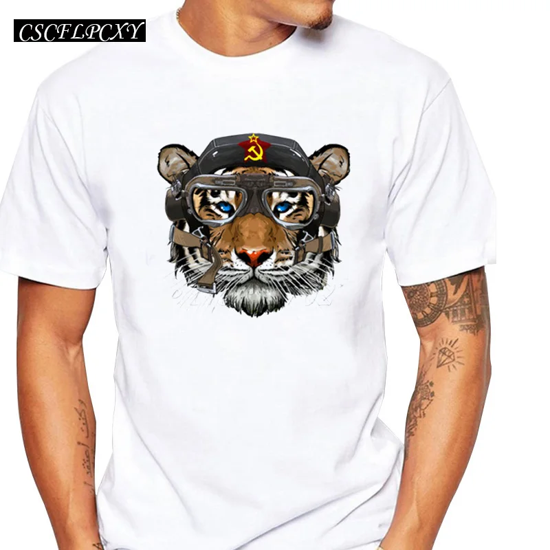 

Tigernout Vintage printed Men t-shirt Tiger with Party Emblems design men customized tee shirts short sleeve funny tops