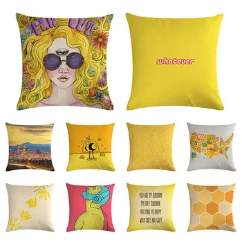 

45x45cm short wool cat pattern throw pillow case lattice honeycomb cushion cover linen car office sofa home decoration