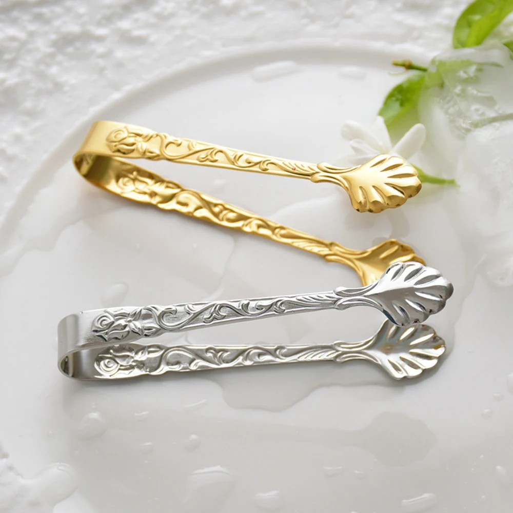 Pince à sucre en acier inoxydable, pince à glace Vintage en forme de Rose, clip à sucre, pince à aliments, pince de service de cuisine, accessoires de bar ► Photo 3/6