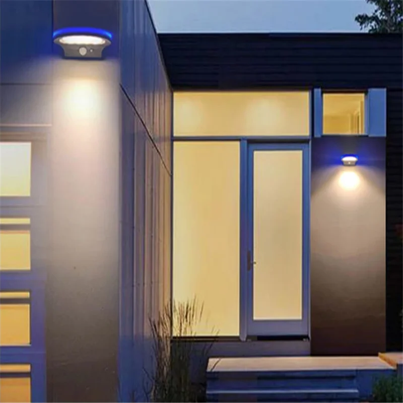 38LED Солнечный открытый светильник ing PIR датчик движения настенный светильник Blue Ray Strake водонепроницаемый для сада тропинка декор двери светильник безопасности