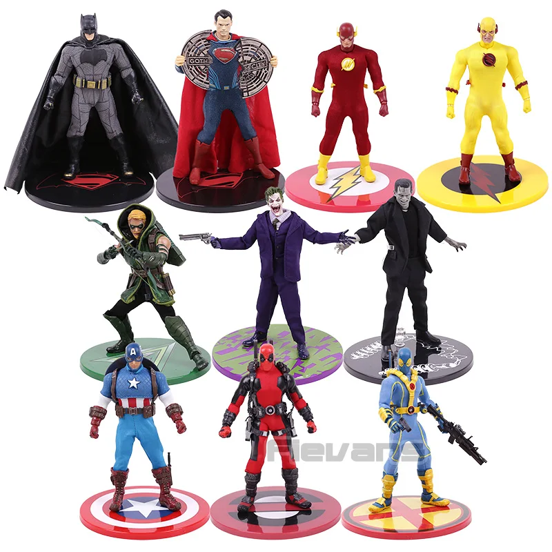 MEZCO игрушки Бэтмен Джокер Зеленая Стрела Дэдпул Человек-паук франкенштайн капитан Американский Супермен вспышка ПВХ фигурка модель игрушки