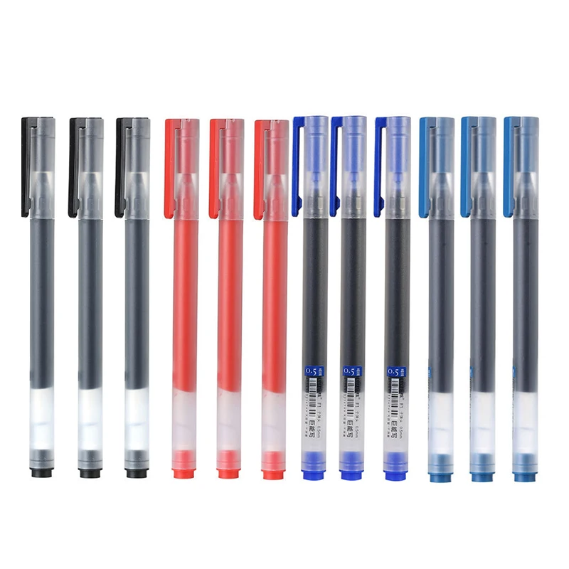 6/12Pcs/Set Super Durable Writing Sign Pen 0.5mm Gel PEN Signing Caneta  Smooth Switzerland Refill Black/Blue/Navy Ink Office Pen - AliExpress
