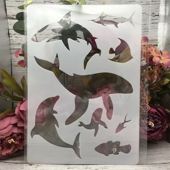 

A4 29*21cm Shark Dolphin DIY Layering Stencils Painting Scrapbook Coloring Embossing Album Decorative Paper Template