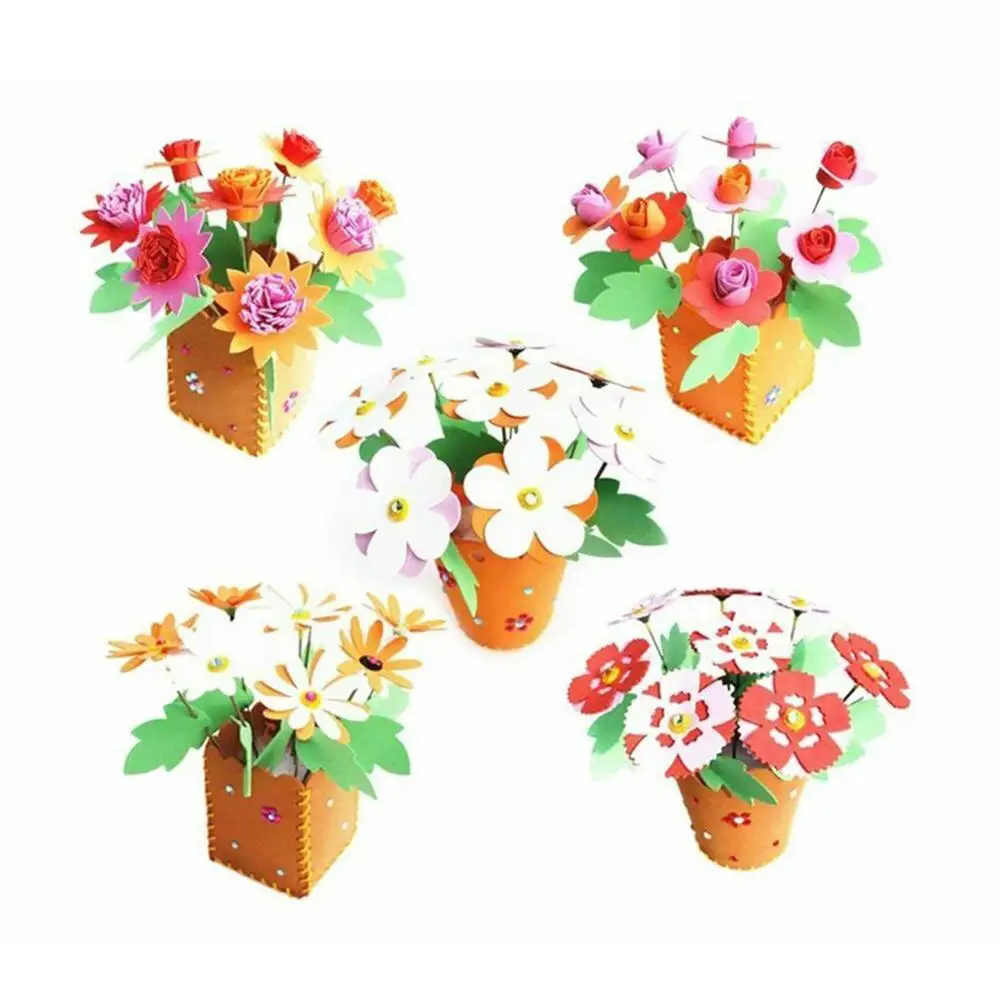 Random Style DIY 3D нетканый EVA Flowerpot Puzzle Kit ремесла ручной работы развивающая детская игрушка - Цвет: Random Style
