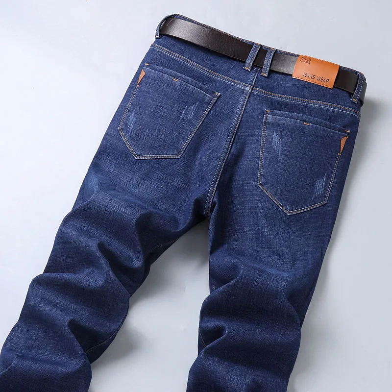 blue Winter Jeans For Men Skinny Jean Homme Blue Black Denim Spijkerbroeken Heren Pants Biker Stretch Slim Fit Trousers Casual - Цвет: blue