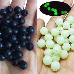 100-pieces 3mm-12mm Soft Fishing Beads Stopper Black/Glow Round Rubber Fishing Lures Rig Accessories pesca Carp Tackle