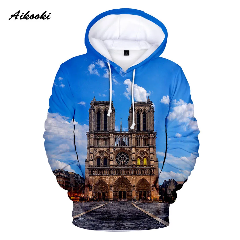 Paris Aikooki Notre Dame Men Women 3D Printed Hoodie Fashion Forever Remembering Casual Man Pullover Sweatshirt Top | Женская одежда