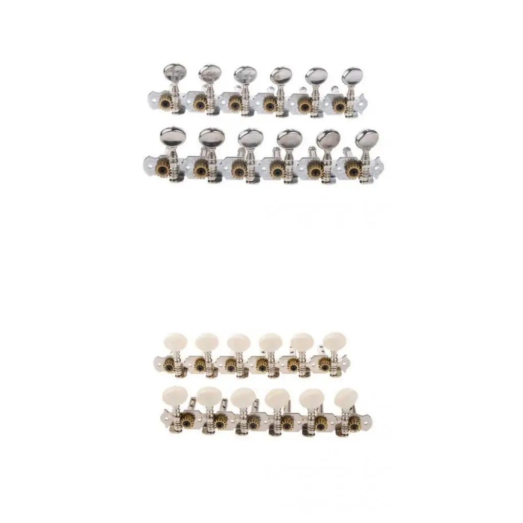6L 6R Tuning Pegs Tuners Machine Heads for 12 String Acoustic Guitar Silver