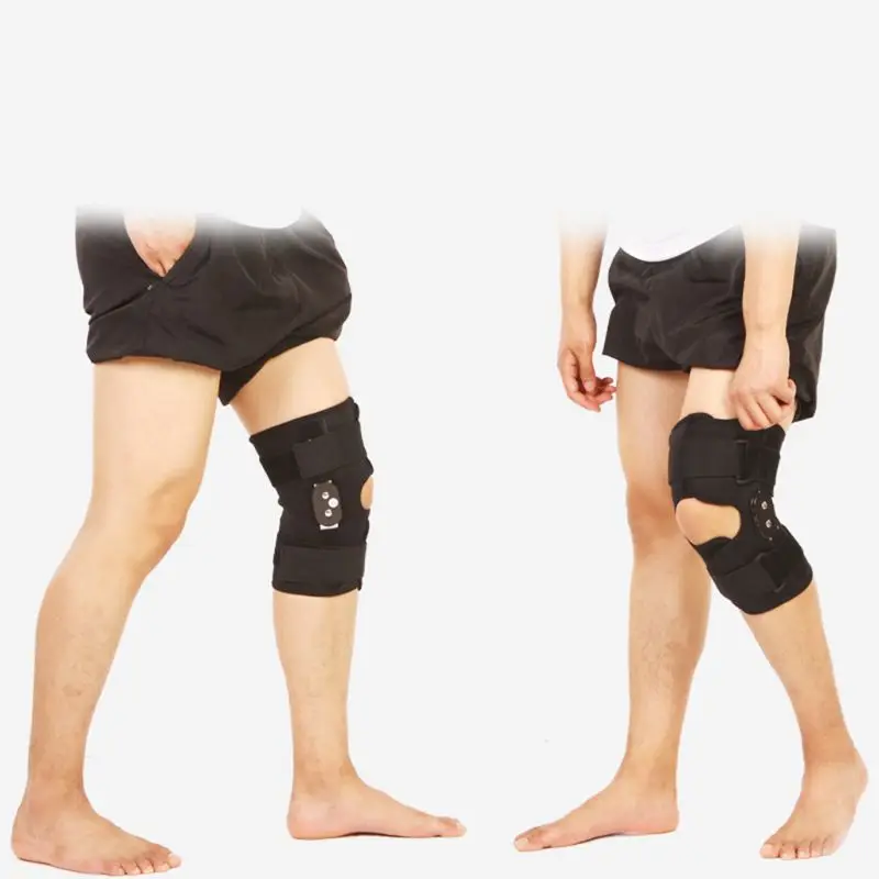 

Unisex Hinged Knee Brace Wrap Adjustable Open Patella Support Strap Pain Relief for the safety