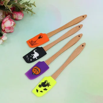 4pcs Halloween Wooden Handle Silicone Scraper Cream Spatula Baking
Gadget Baking Supplies Kitchen Utensil for Home Bakery (Ghost
