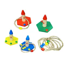 Ring Toss Play Set Children Rope Throwing Game Outdoor Toy Educational And Fun 4 Pedestal8 Hemprope Ring