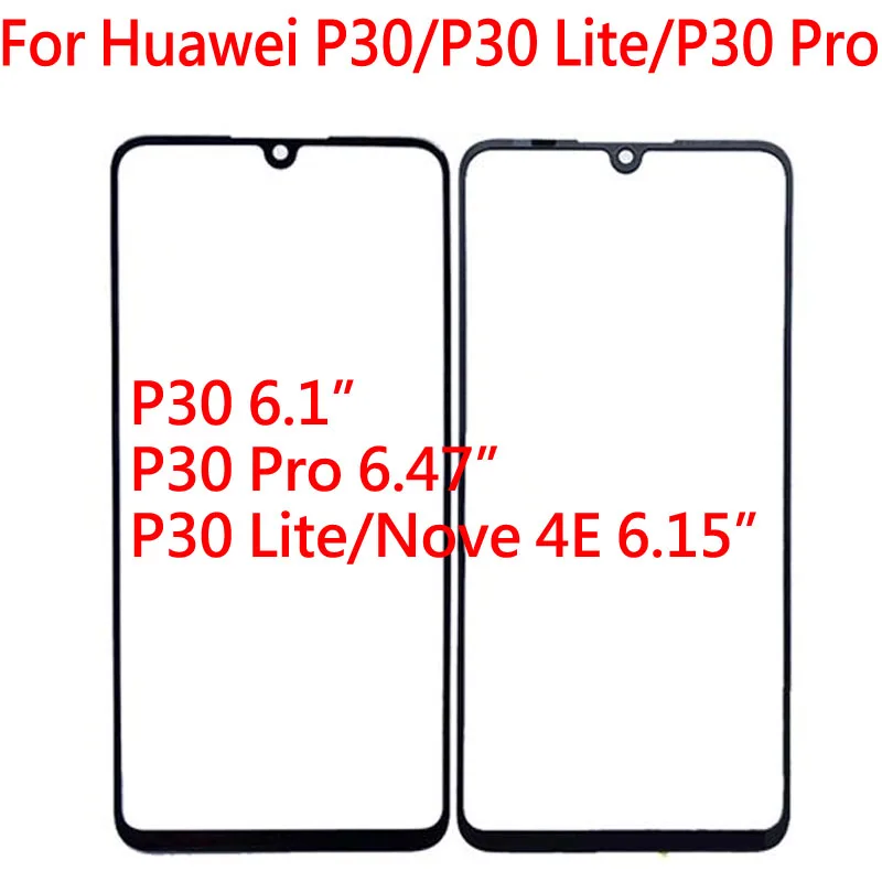 DHL 50 шт. сенсорный экран для huawei P30/P30 Lite/P30 Pro Сенсорная панель передняя внешняя стеклянная линза сенсорный экран без ЖК-дисплея Nova 4E