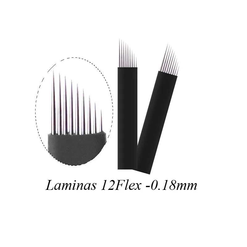 

Hair Stroked 12Flex 0.18mm Needles for Eyebrow Tattoo Manual Microblading Pen Semi Permanent Makeup Pen Needle Pack of 50 pcs
