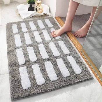 

2020 Modern Plaid Pattern Bathroom Mat Home Decor Non-Slip Bath Mats Doormat Hallway Carpet Quality Soft Washable Toilet Rug