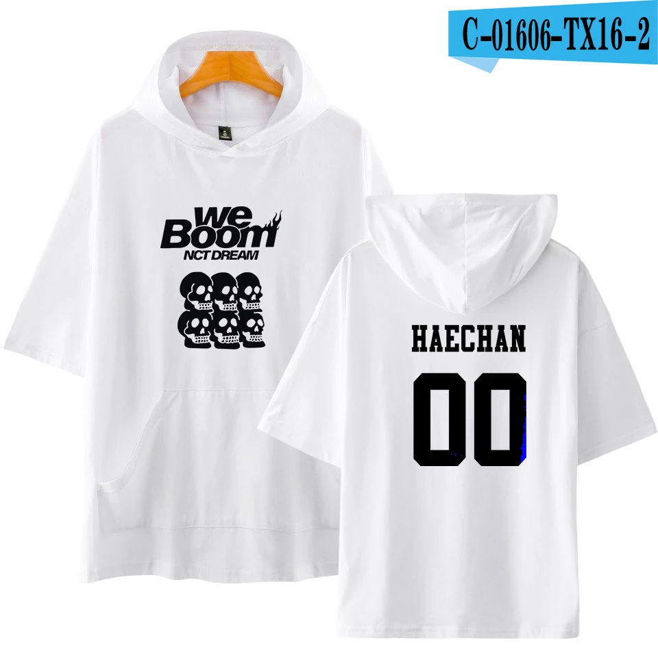 NCT DREAM We Boom album 2D худи с коротким рукавом для женщин и мужчин лето Хип-хоп Kpop модный тренд короткий рукав - Цвет: White