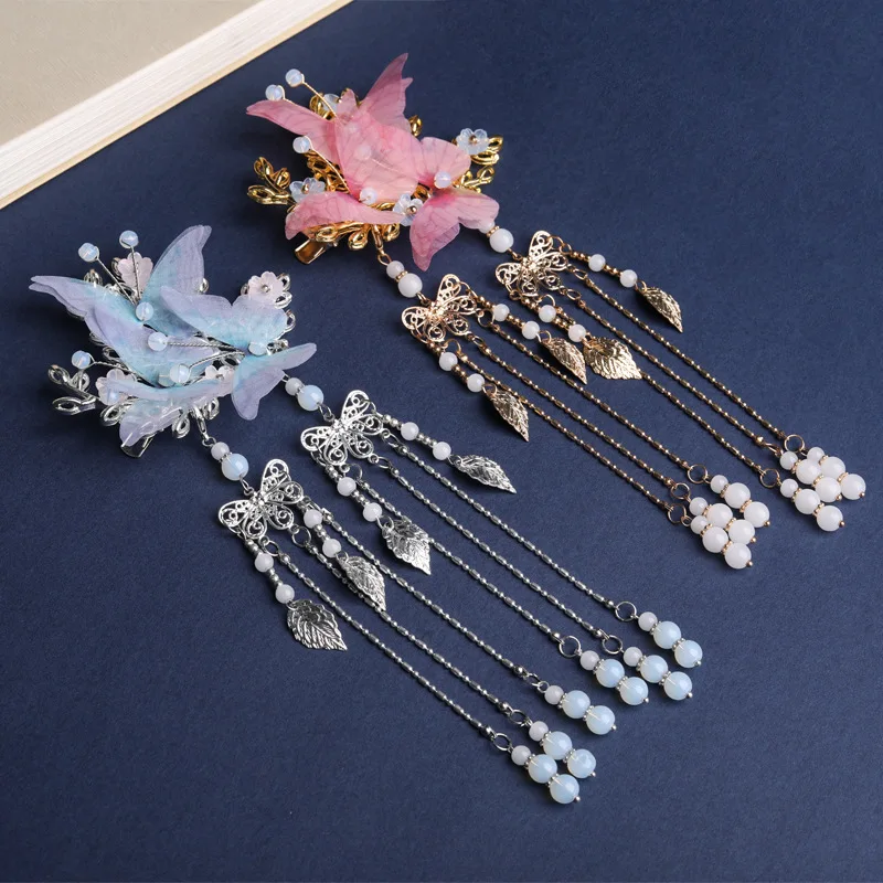 Super Fairy Butterfly Hair Clip Antique Accessories Girl Fringe Headgear Pair | Украшения и аксессуары