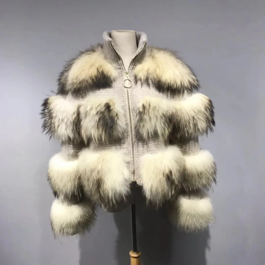 Ppink java QC19017 натуральное меховое пальто женская зимняя модная куртка пальто из натурального меха енота Новинка - Цвет: white
