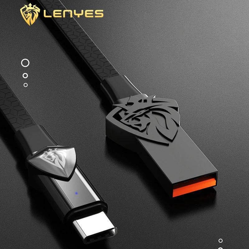 Lenyes Премиум Король Лев USB кабели для samsung для IPhone 1 м светодиодный дыхательный светильник Универсальная линия зарядки данных 2,1 в кабель LC907