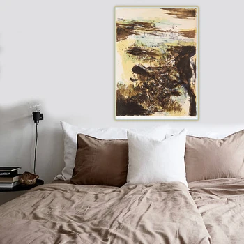 

Citon Zao Wou-Ki《Blue and brown composition》Canvas Art Oil Painting Abstract Artwork Picture Backdrop Wall Decor Home Decoration