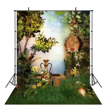 

Spring Children Fairy Theme Photography Backdrop Grassland Elves Fantasy Forest Enchanted Background for Photo Studio